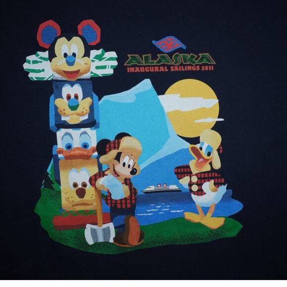 Disney Cruise Line Alaska Sailings 2011 T-Shirt XL Mickey Donald Pluto Goofy - Picture 2 of 4